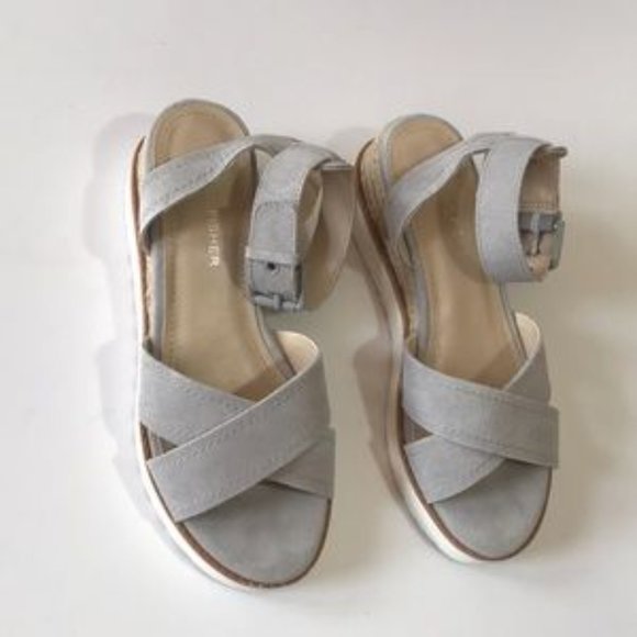 Marc Fisher Jovana Suede Leather Cross Strap Wedge - Picture 6 of 8